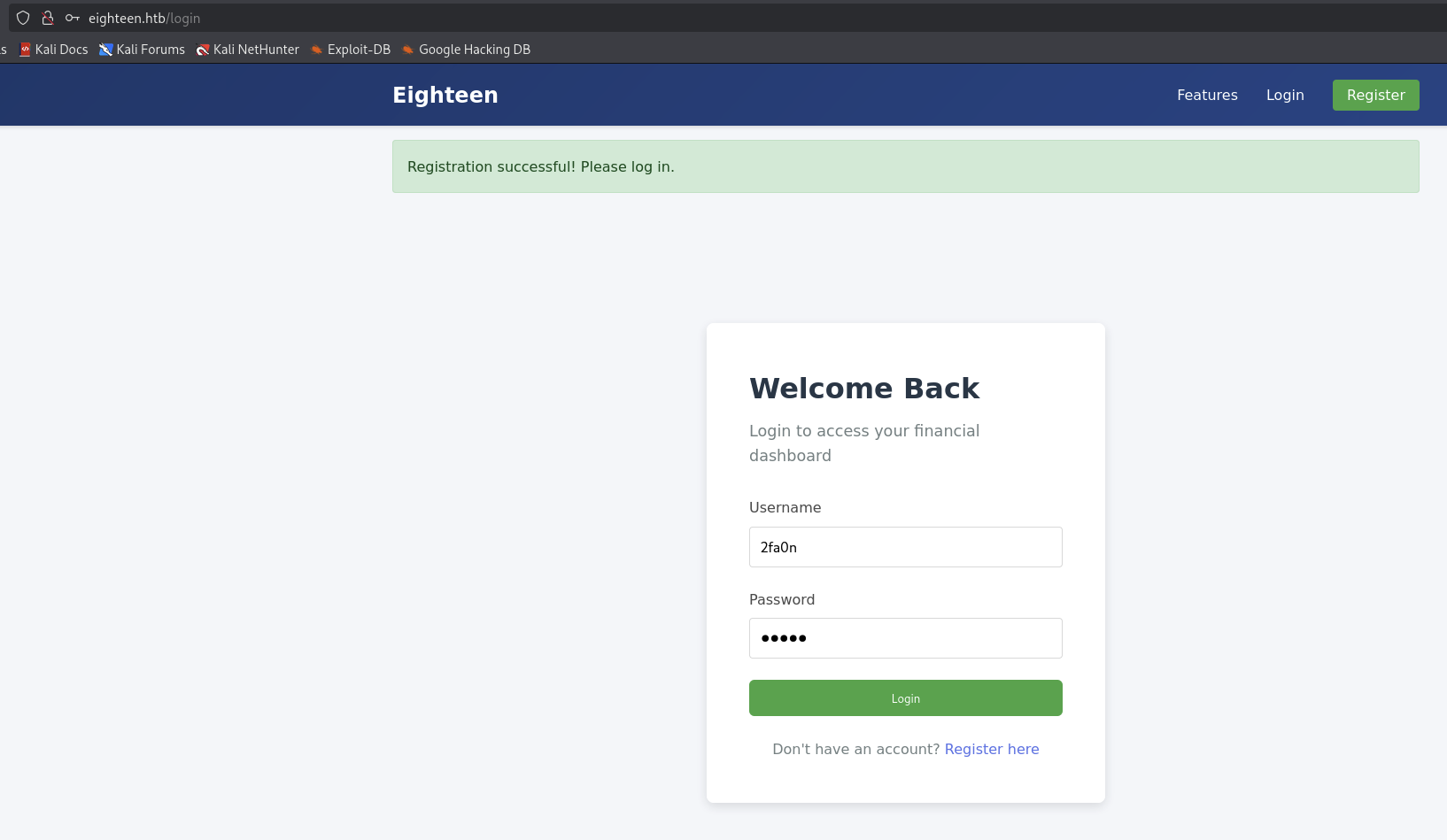Eighteen Website Login