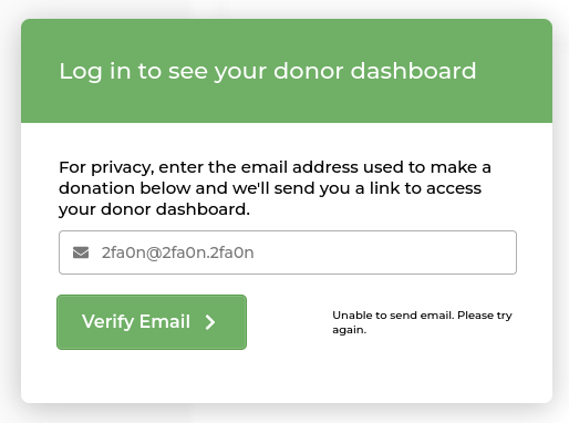 Giveback Website Donation Dashboard Email Verify