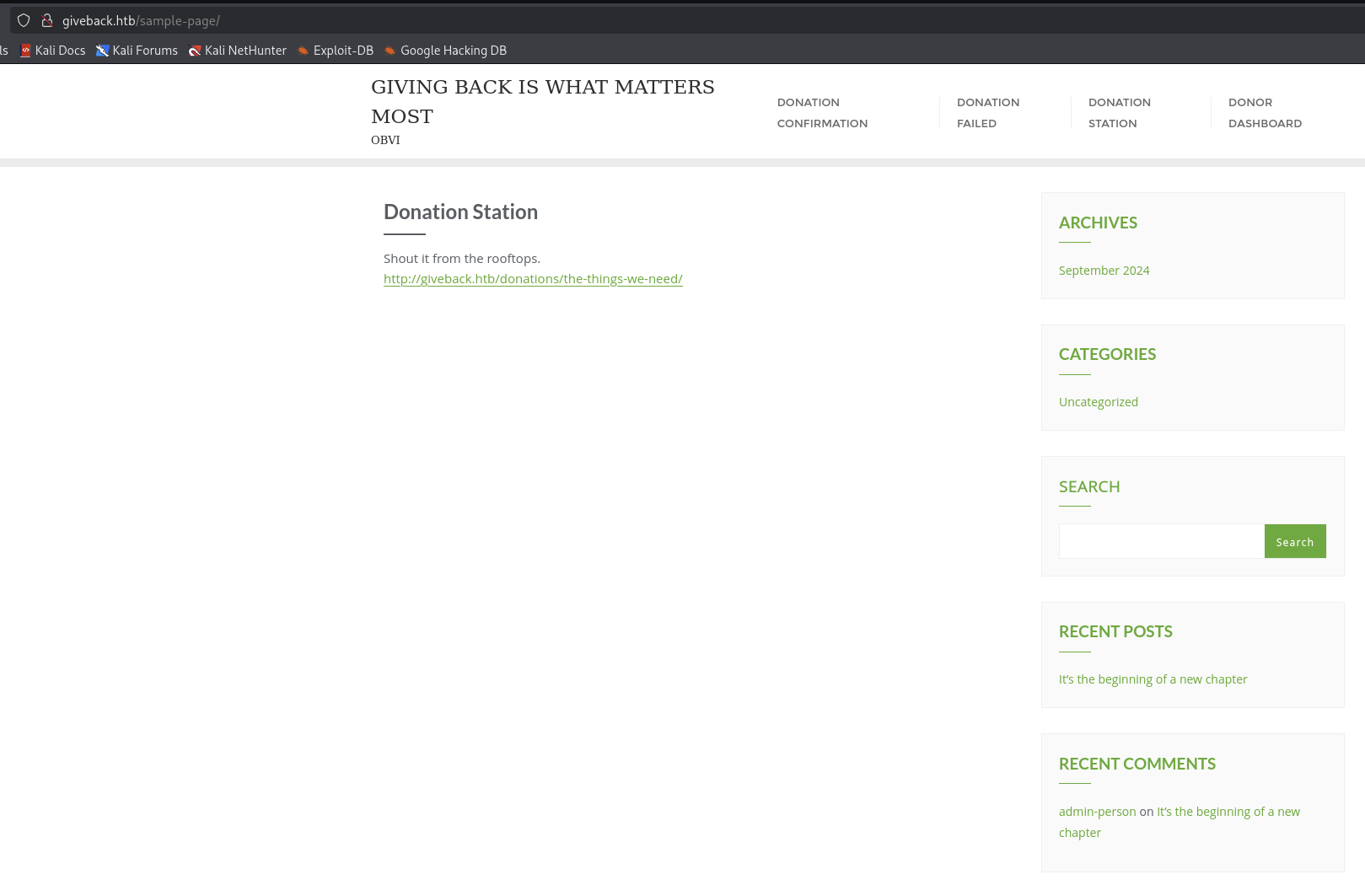 Giveback Website Donation Station