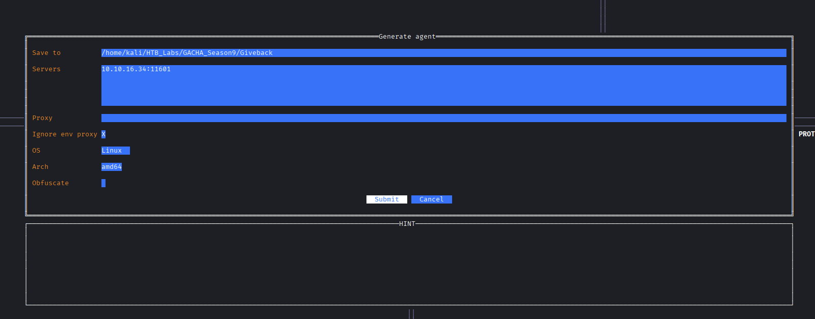 Giveback Website ligolo-mp create agent