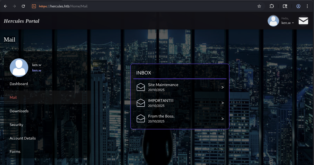 Hercules Website ken.w Mail