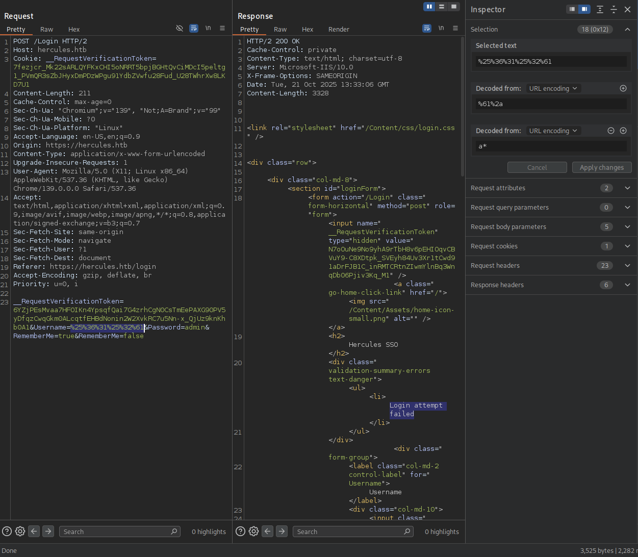 Hercules Website Login Burpsuite Valid