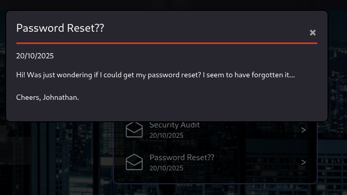 Hercules Website web admin Mail Password Reset